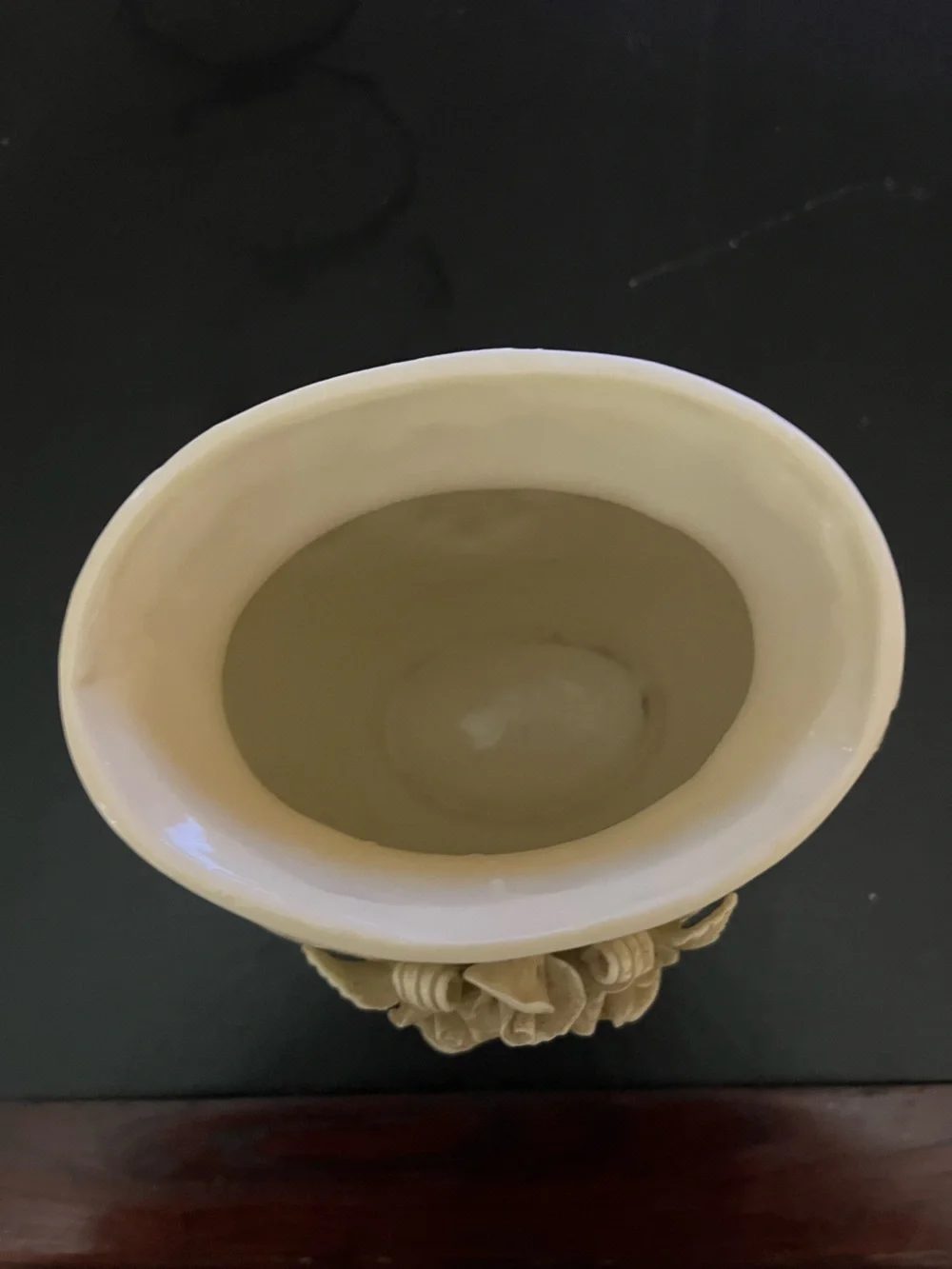 Cream Floral Relief Accent Vase - Unknown Brand